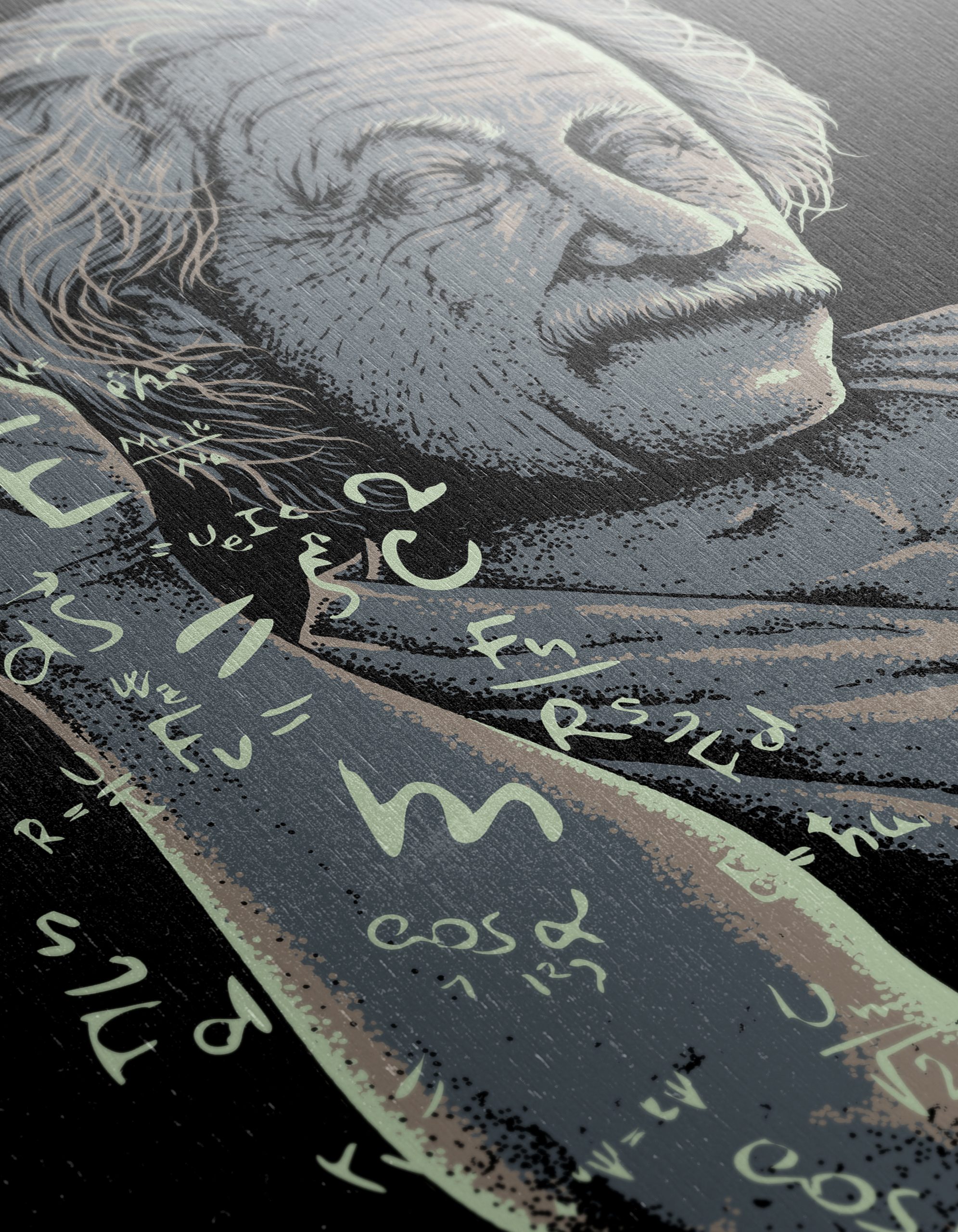 Stylized Illustration of Einstein with Equations - Image 12