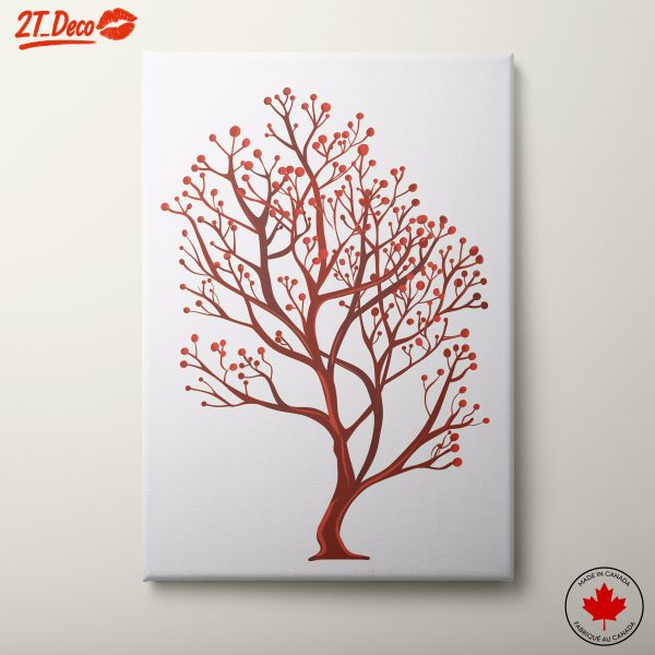 Stylized Tree Design with Red Berries