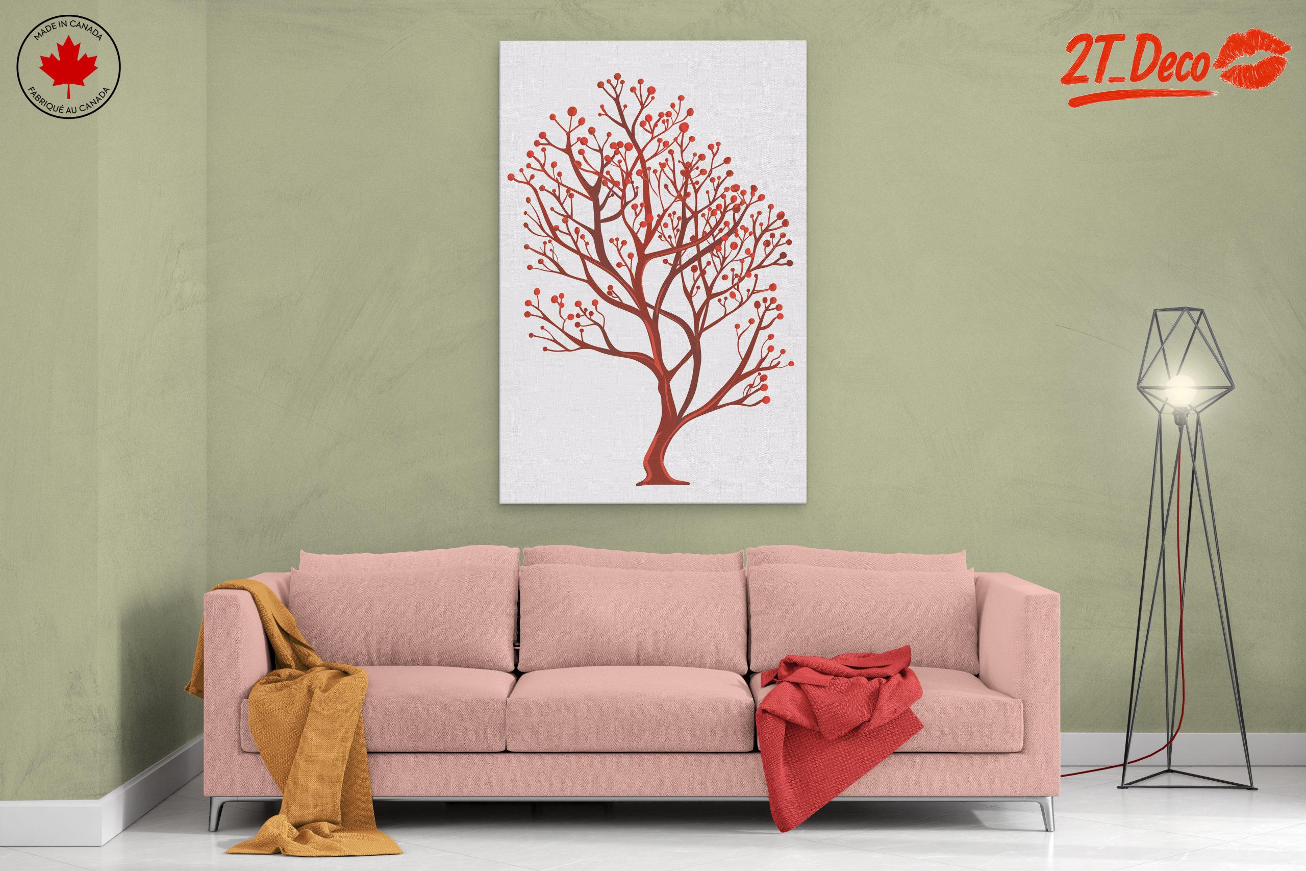 Stylized Tree Design with Red Berries - Image 2