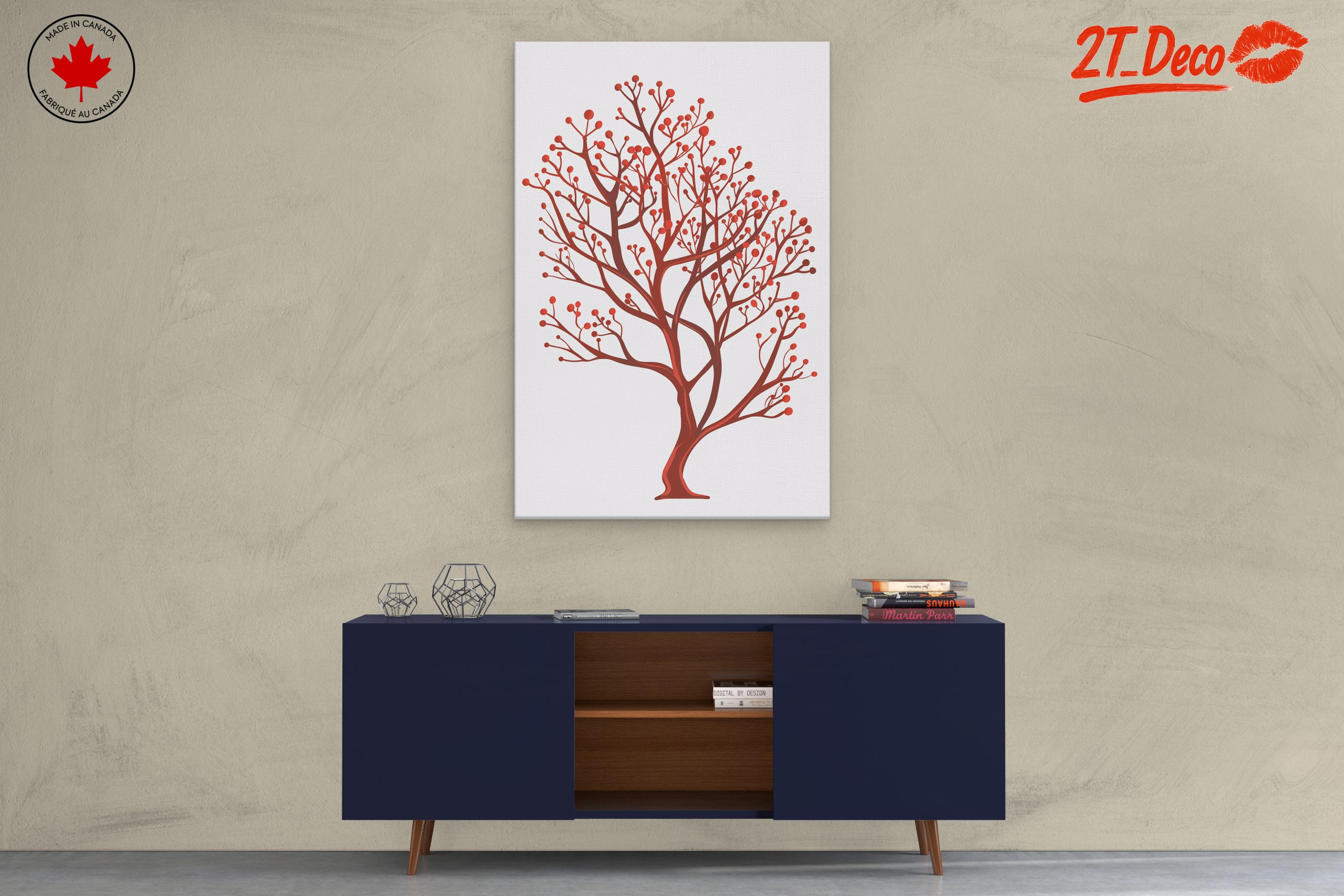 Stylized Tree Design with Red Berries - Image 3