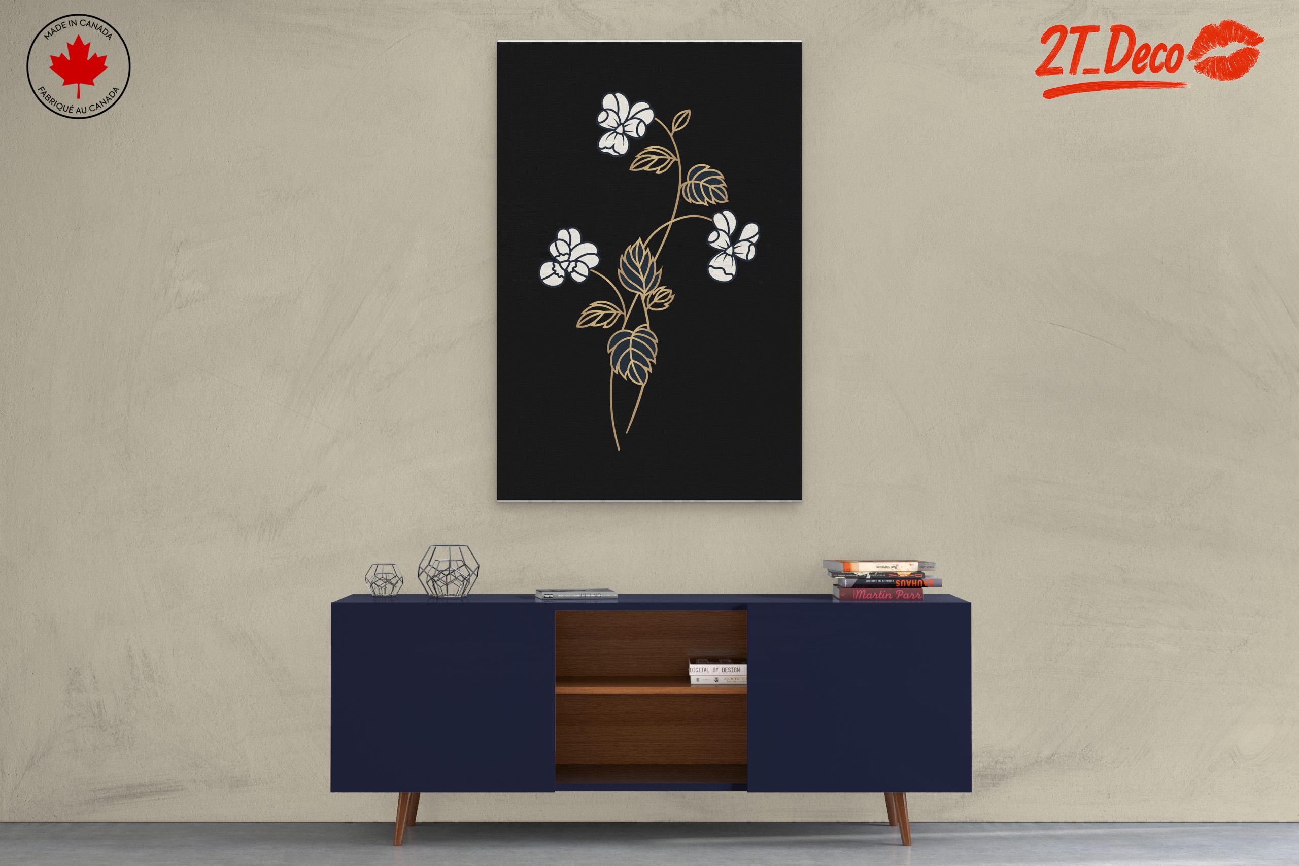 Stylized Floral Composition on Black Background - Image 3