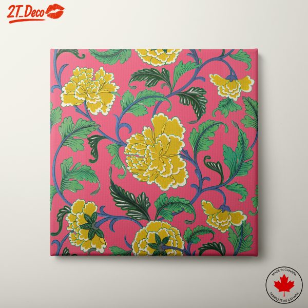 Vibrant Floral Pattern with Leaves