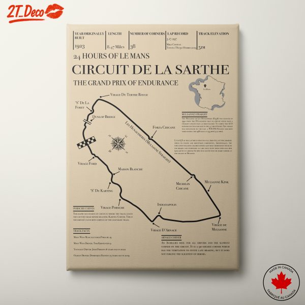 Historic Le Mans Circuit Map Art