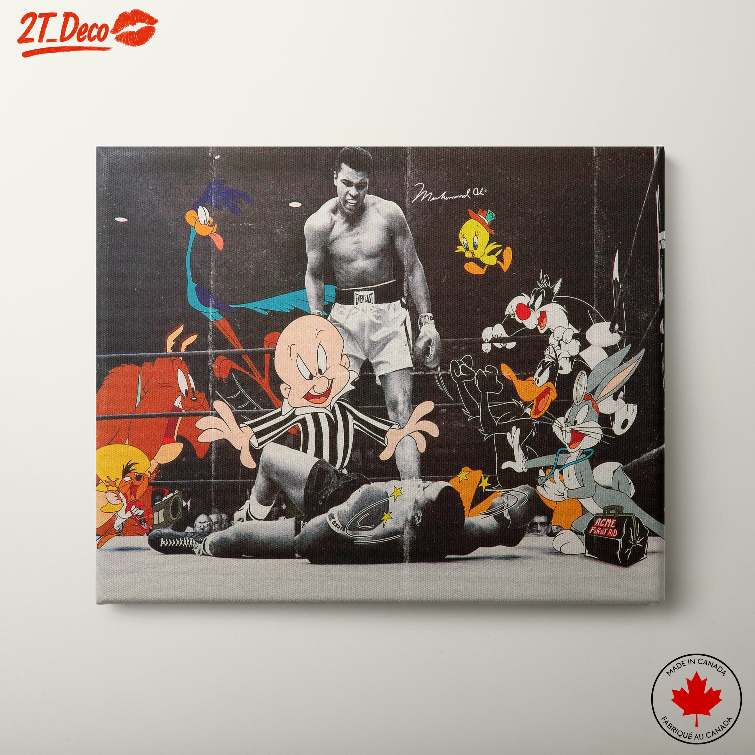Muhammad Ali with Animated Characters Artwork