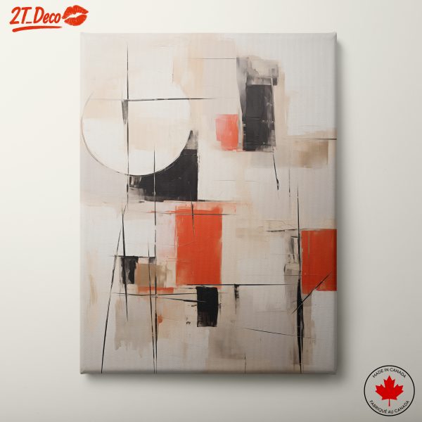 Geometric Abstract Art with Red and Black