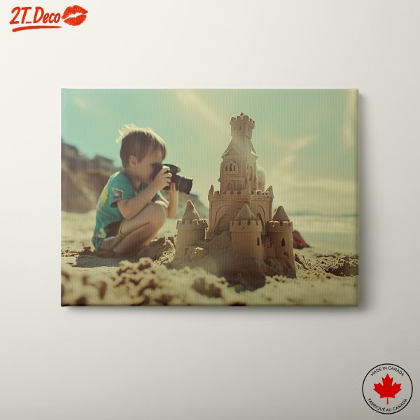 Child Building Sand Castle at the Beach