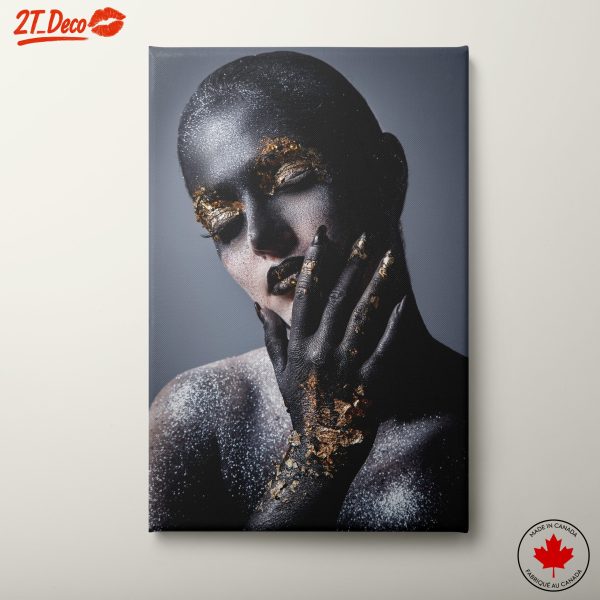 Elegant Portrait with Gold and Glitter Accents