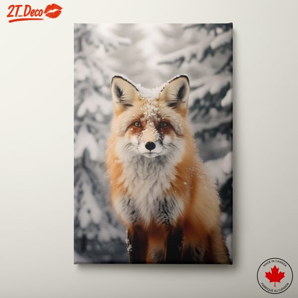 Realistic Fox Portrait in Snowy Landscape
