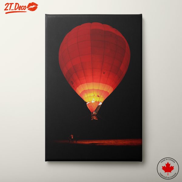 Vibrant Hot Air Balloon in Night Sky