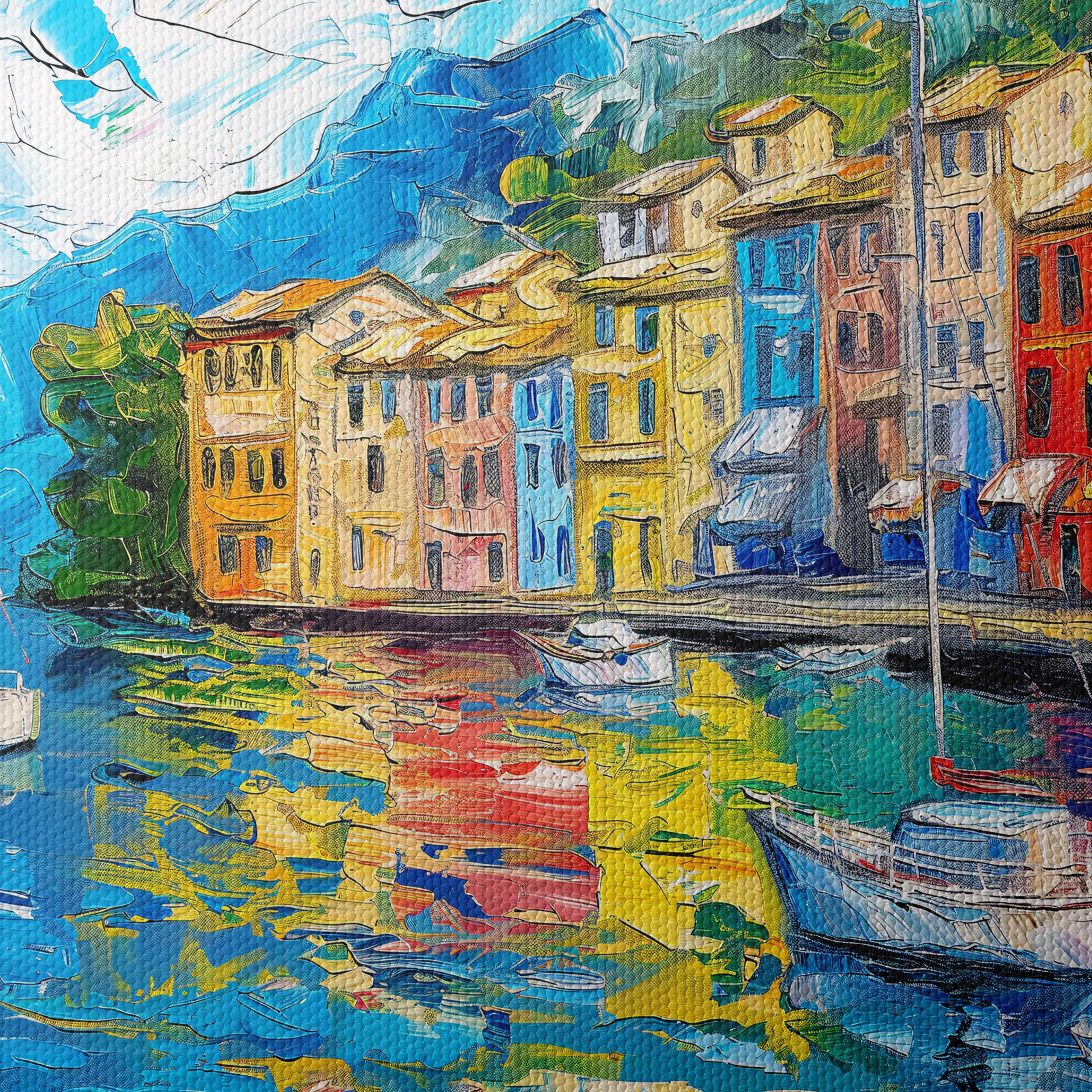 Vibrant Coastal Landscape with Boats - Image 4