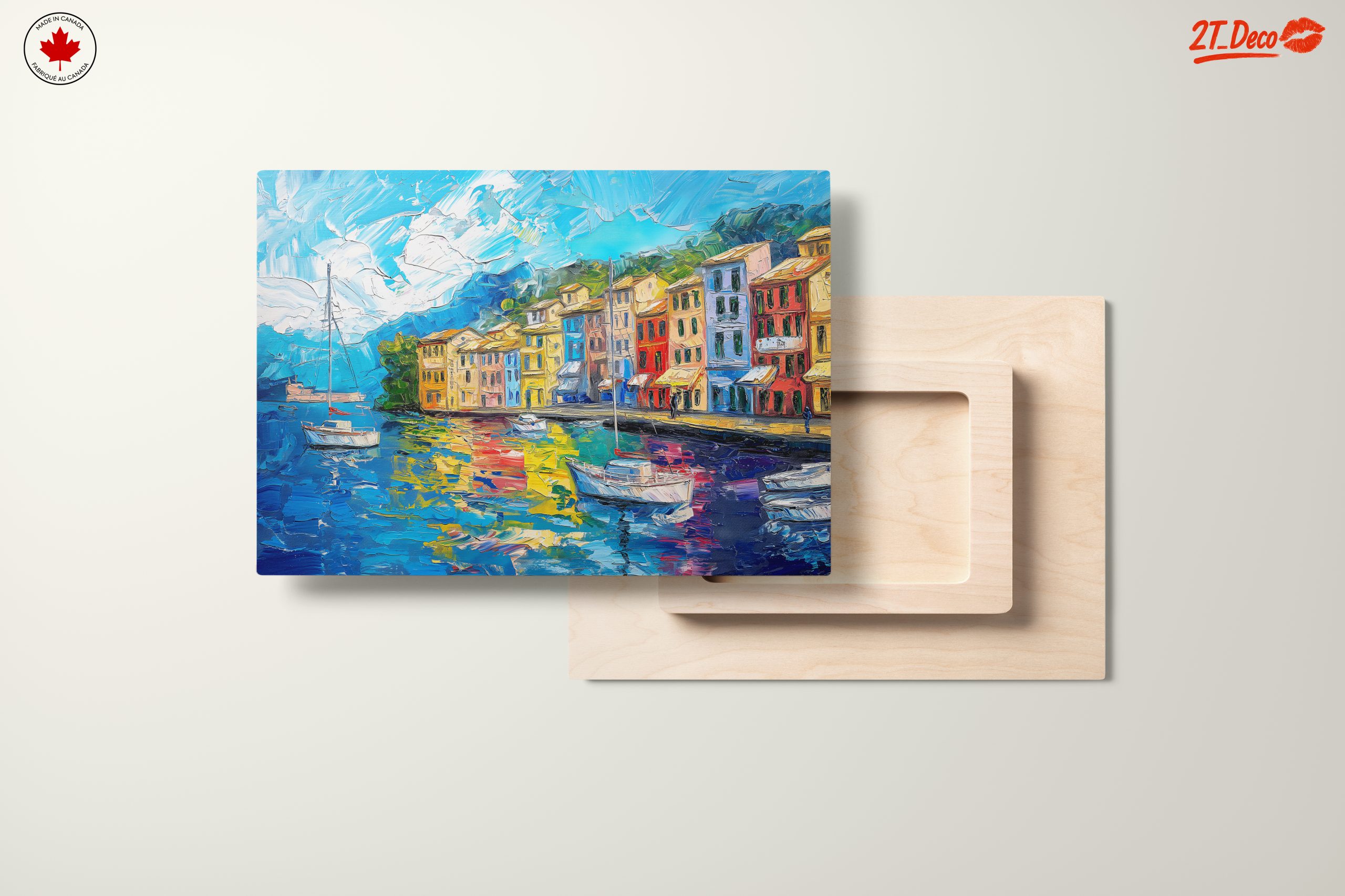Vibrant Coastal Landscape with Boats - Image 11