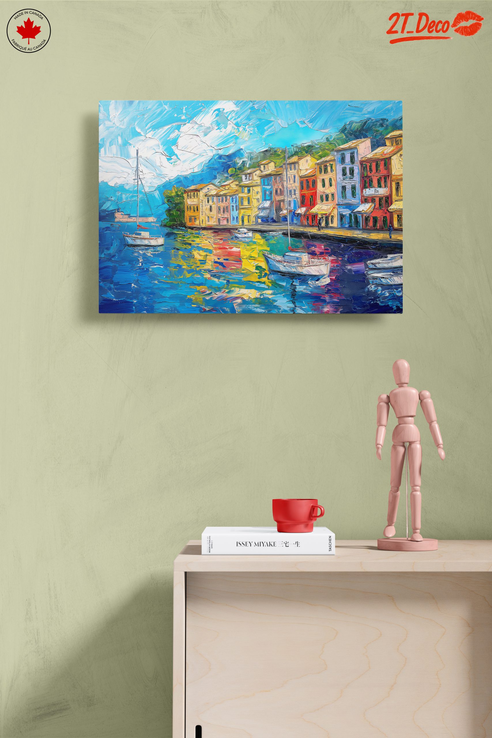 Vibrant Coastal Landscape with Boats - Image 14