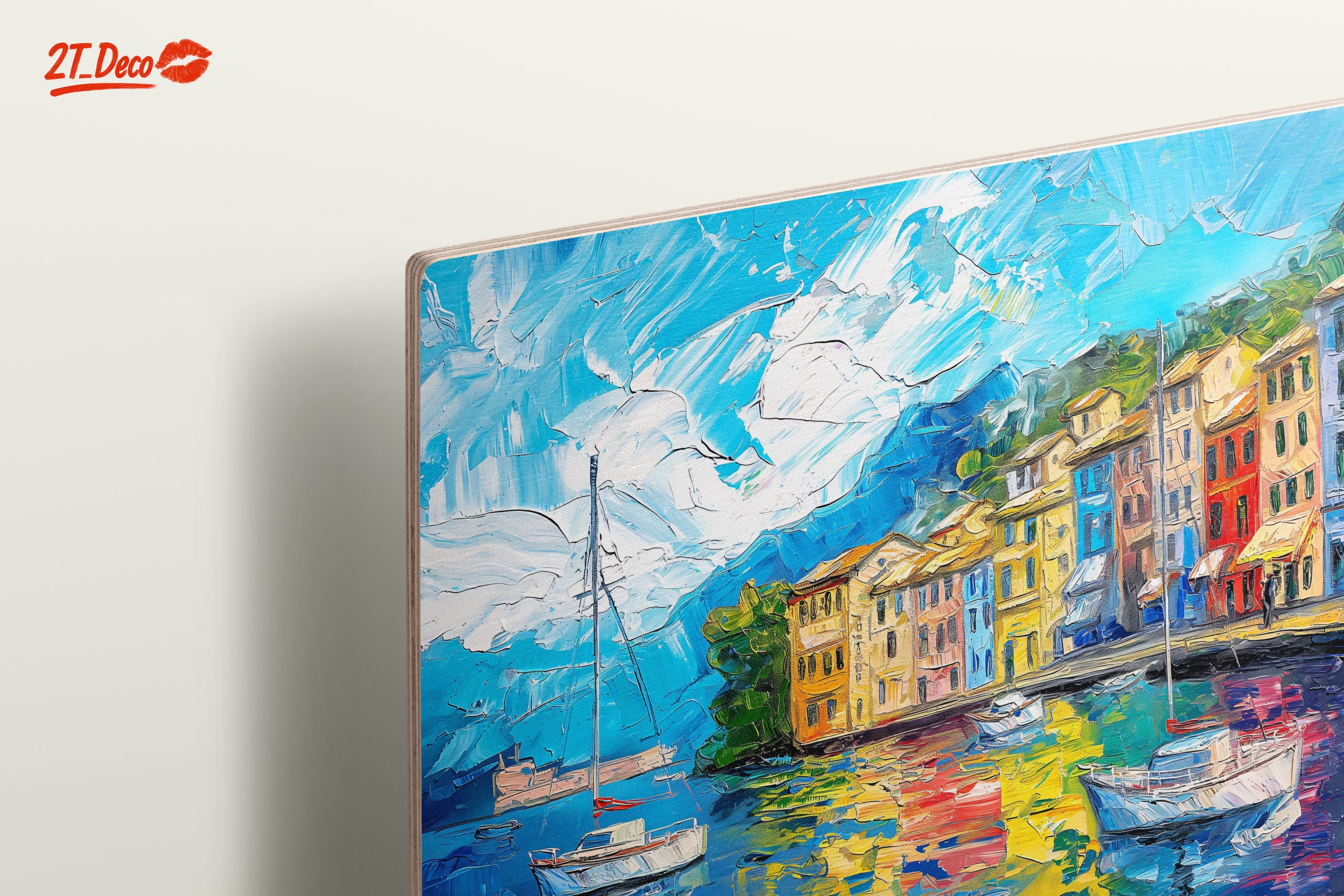Vibrant Coastal Landscape with Boats - Image 15