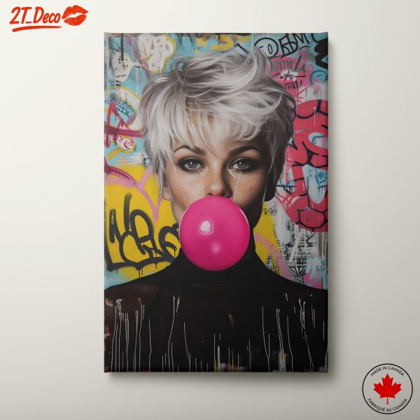 Stylized Figure with Pink Bubble Gum