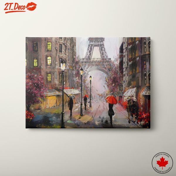 Paris Street with Eiffel Tower in Rain
