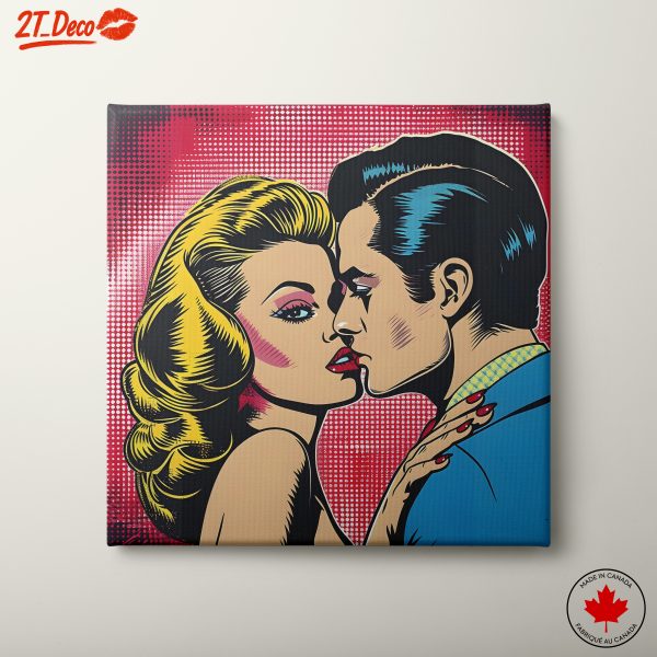Romantic Pop Art Couple Embrace