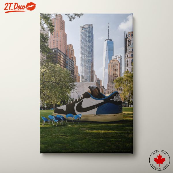 Urban Scene with Giant Nike Sneaker