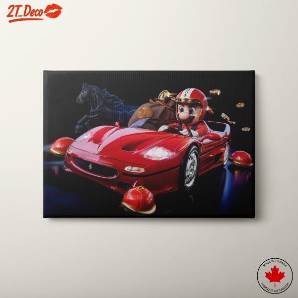 Mario Racing in a Ferrari