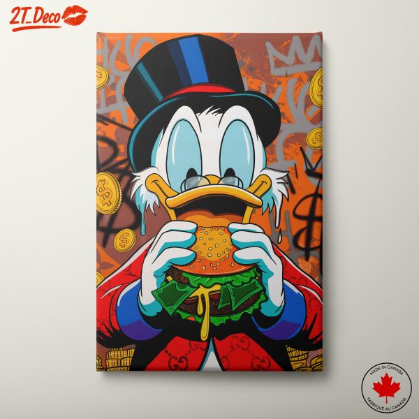 Cartoon Character with Hamburger and Money