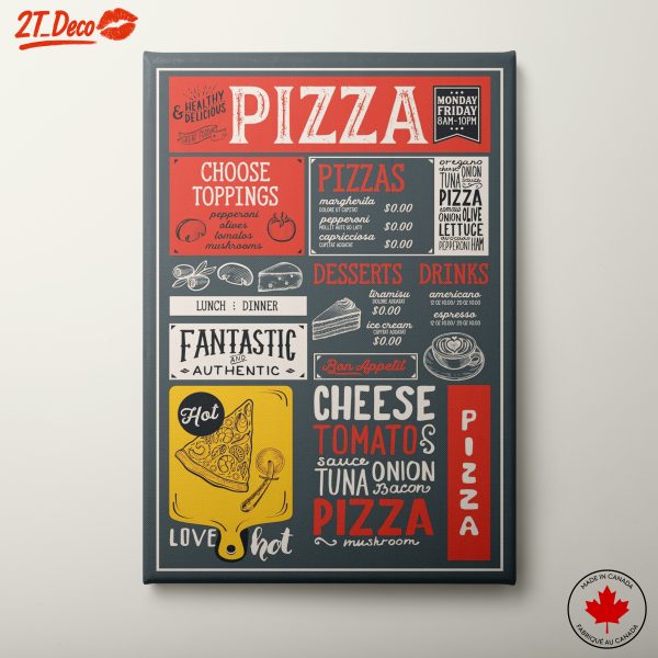 Delicious Pizza Menu Art for Your Kitchen