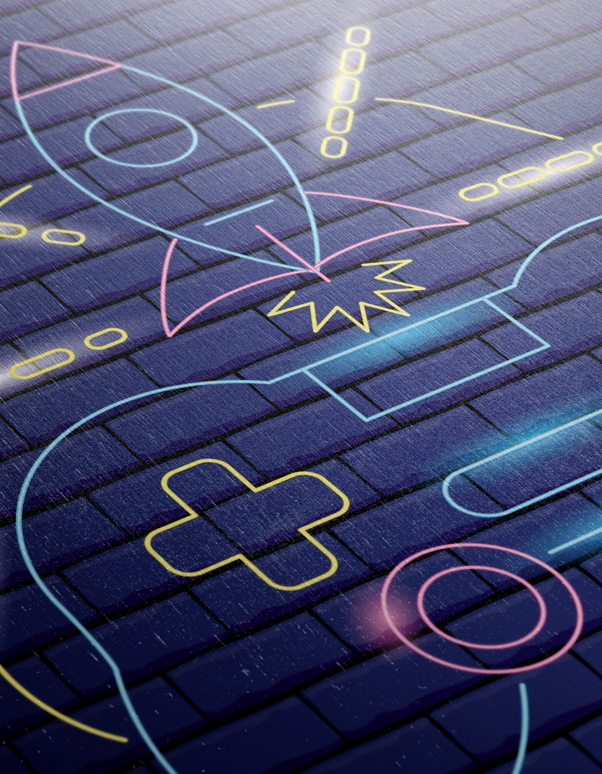 Neon Gaming Inspired Art with Controller and Rocket - Image 12