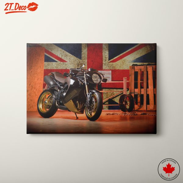 Sleek Motorcycle With Union Jack Background