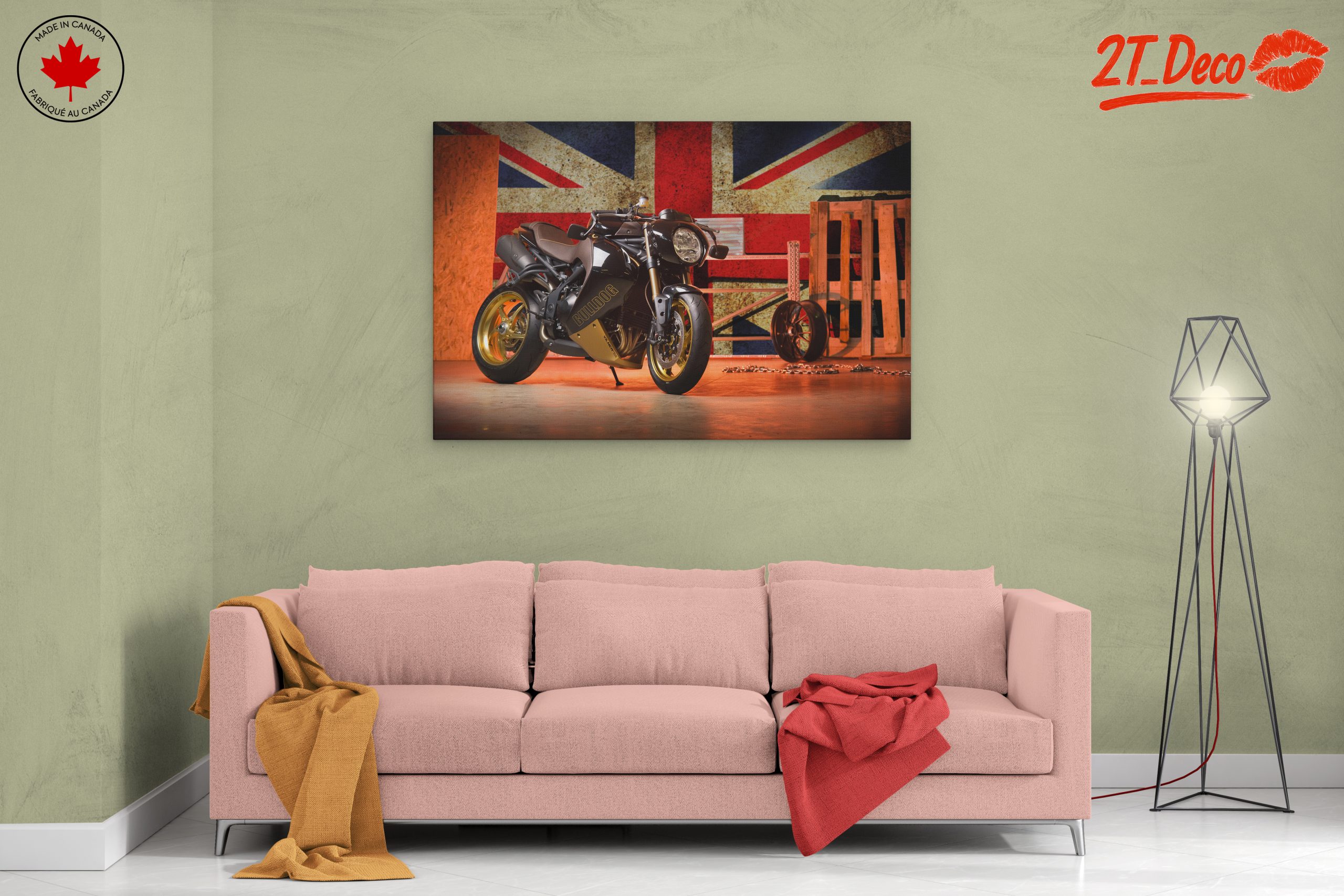 Sleek Motorcycle With Union Jack Background - Image 2