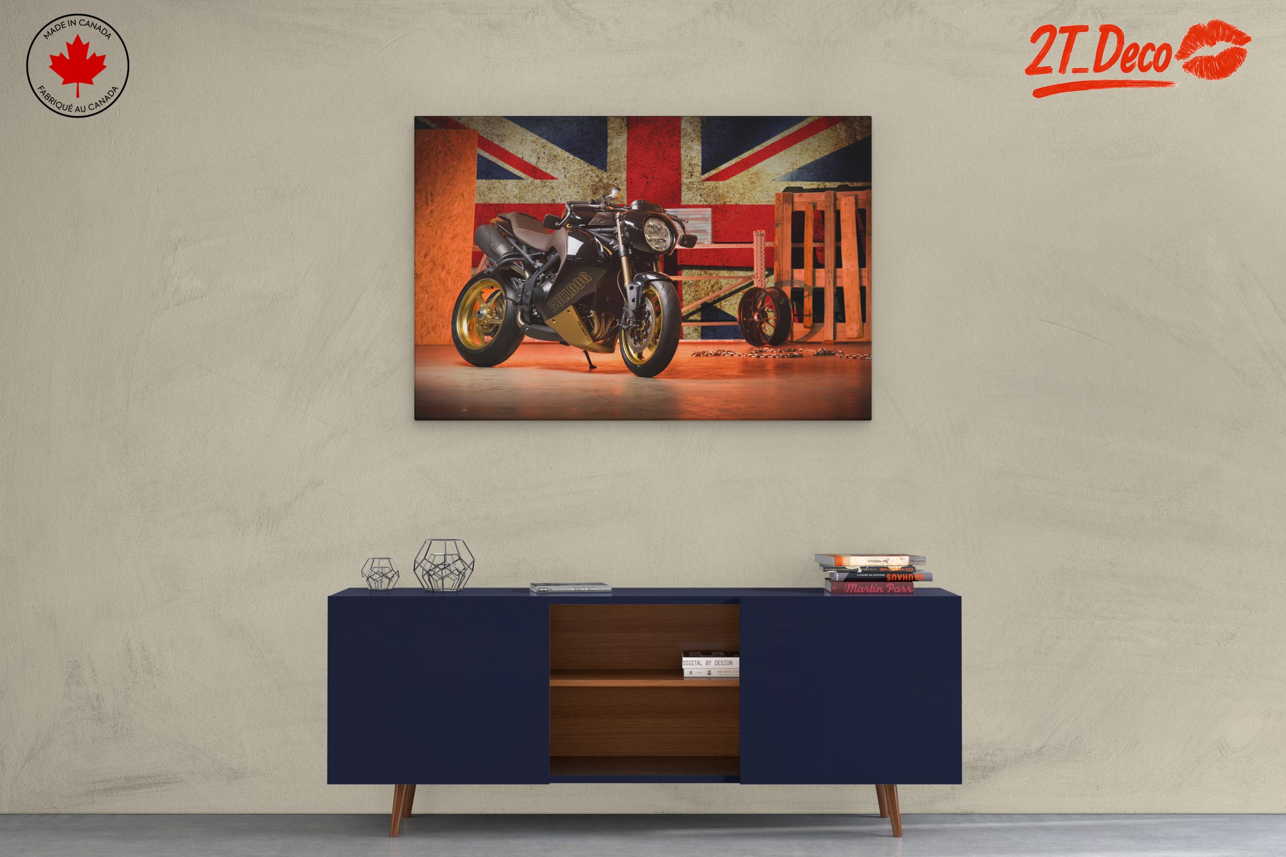 Sleek Motorcycle With Union Jack Background - Image 3