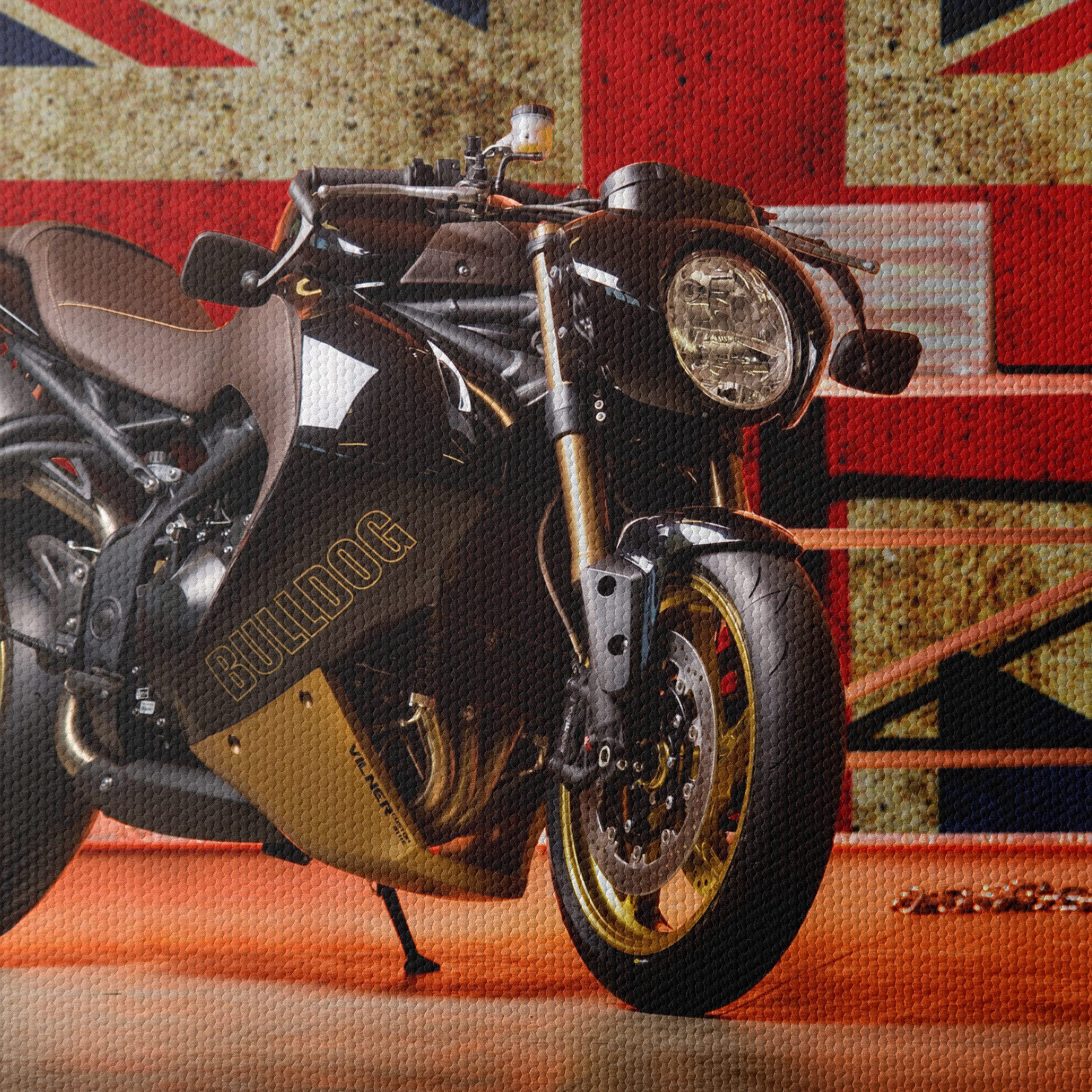 Sleek Motorcycle With Union Jack Background - Image 4