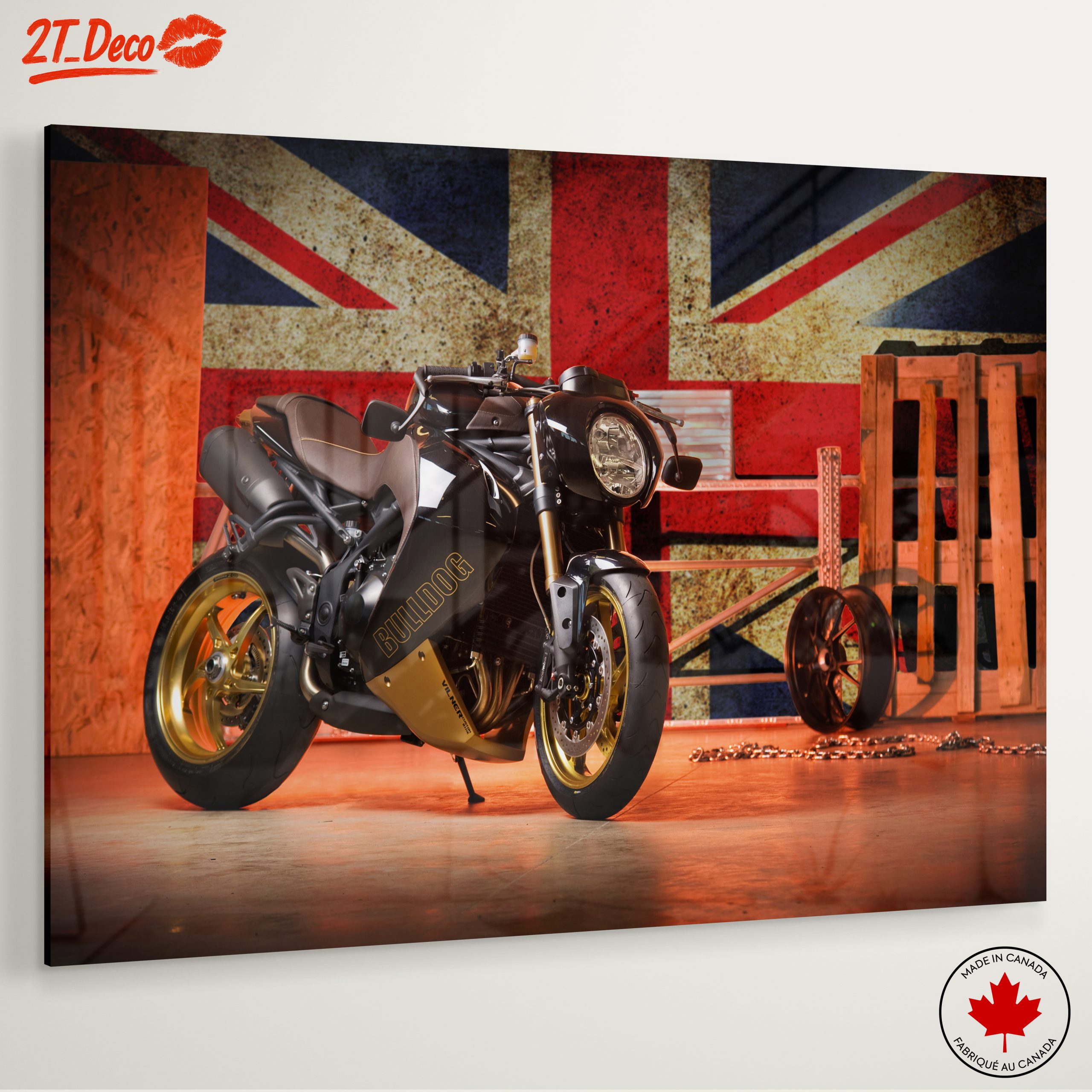 Sleek Motorcycle With Union Jack Background - Image 6