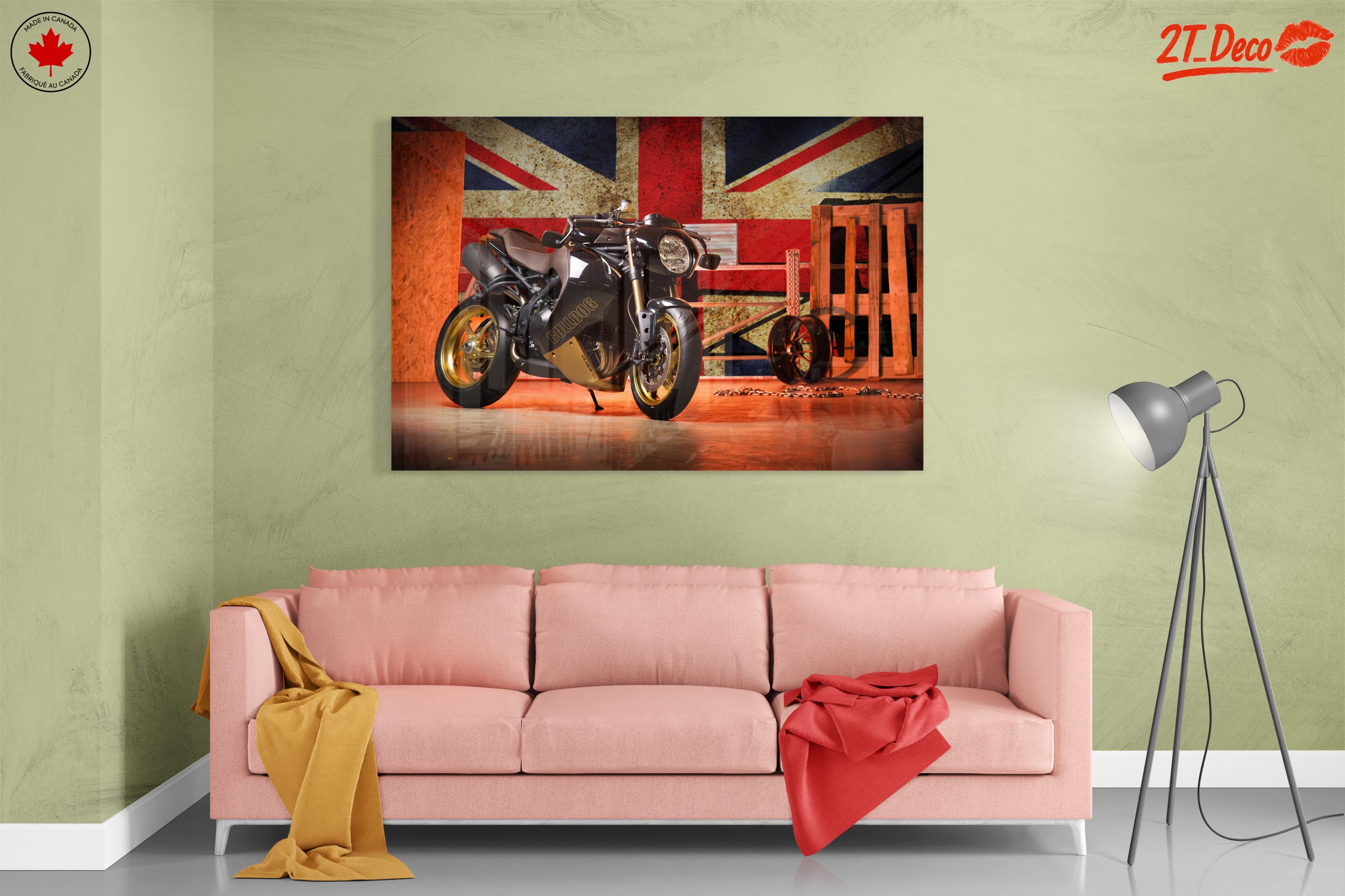 Sleek Motorcycle With Union Jack Background - Image 7