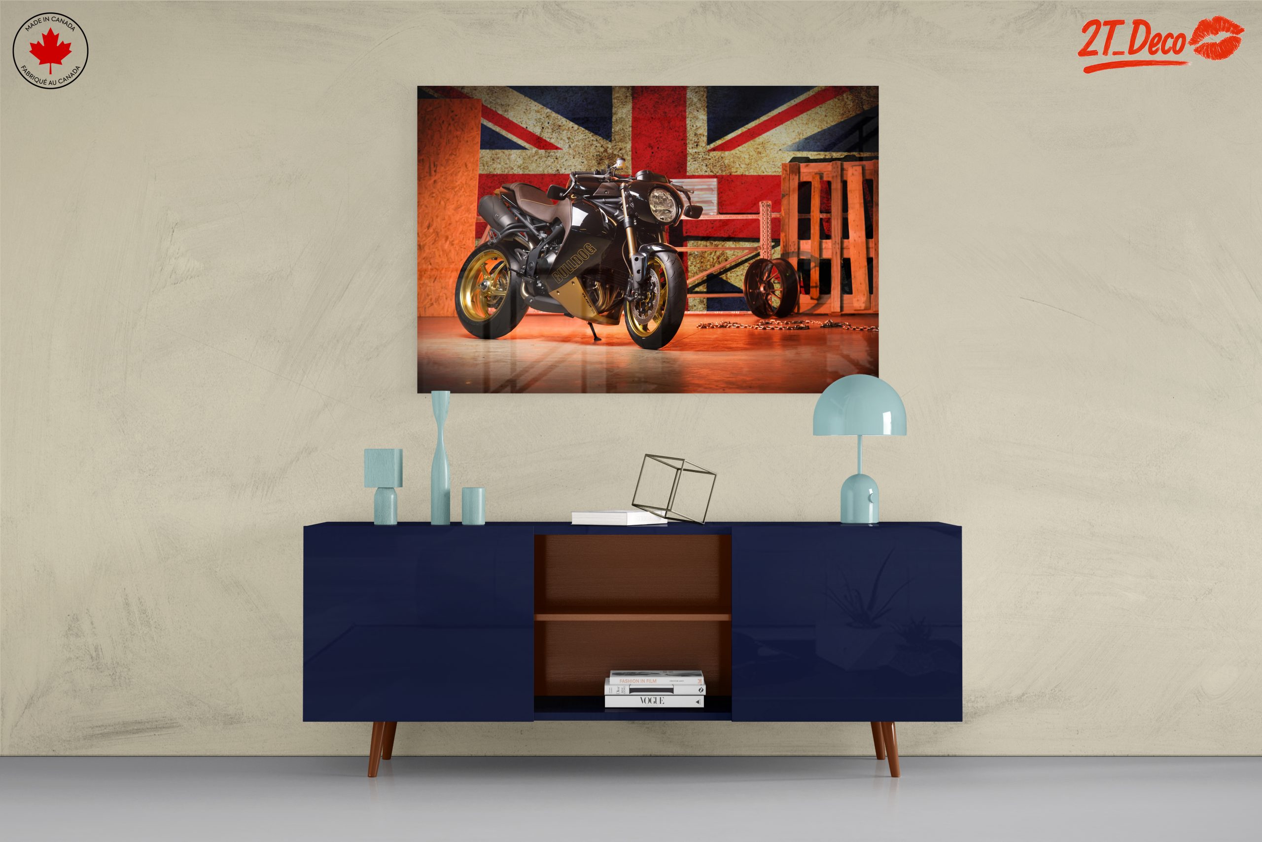 Sleek Motorcycle With Union Jack Background - Image 8