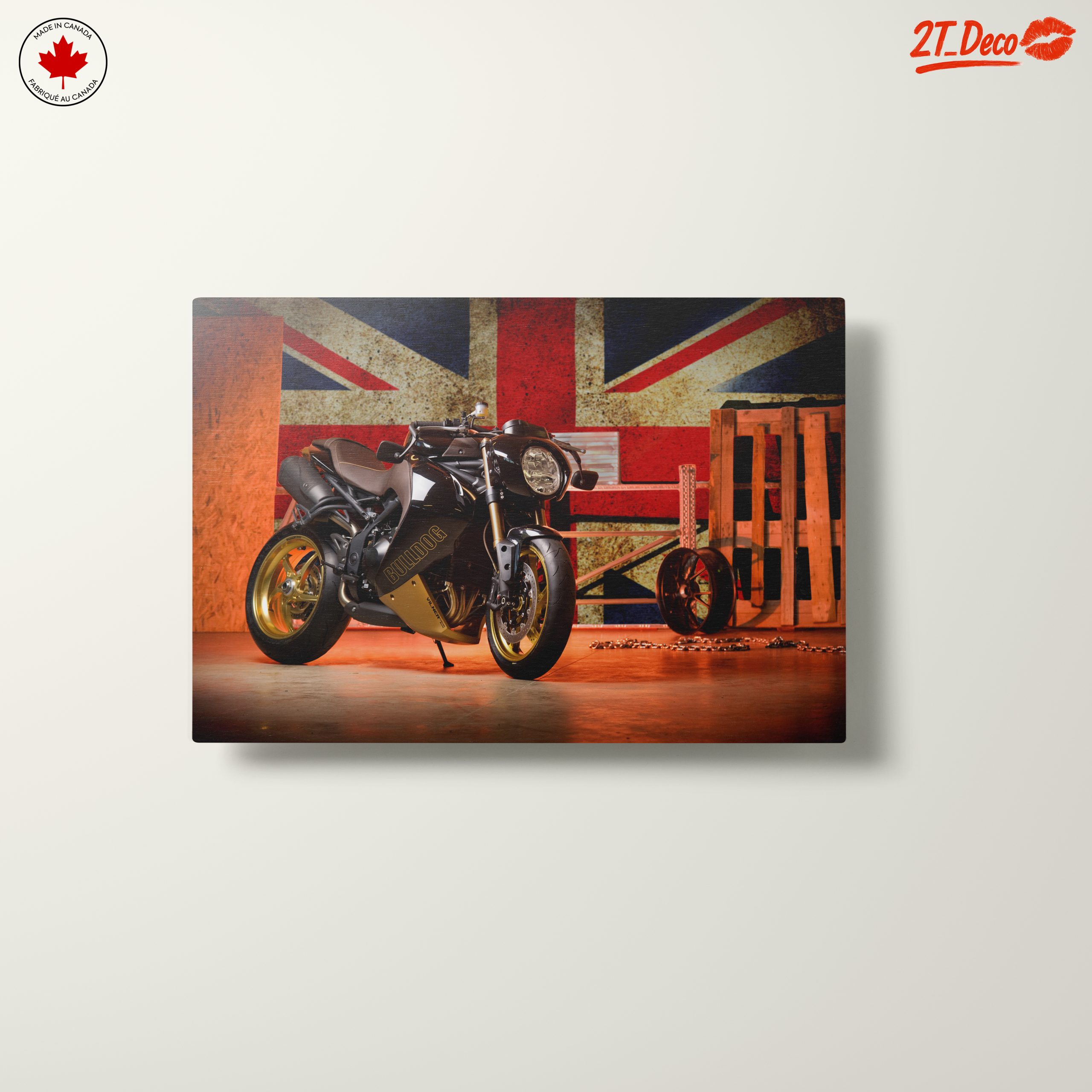 Sleek Motorcycle With Union Jack Background - Image 10