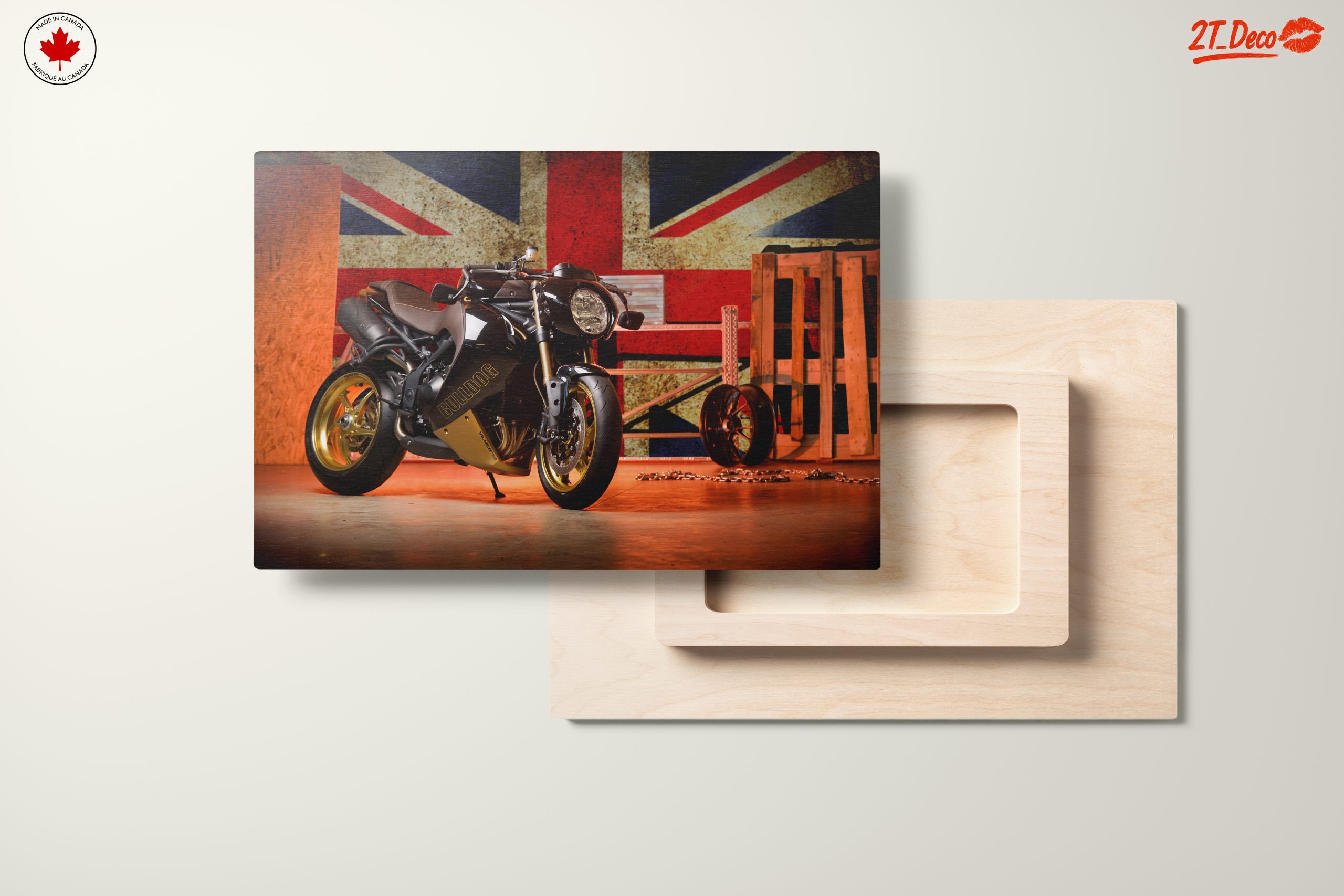 Sleek Motorcycle With Union Jack Background - Image 11