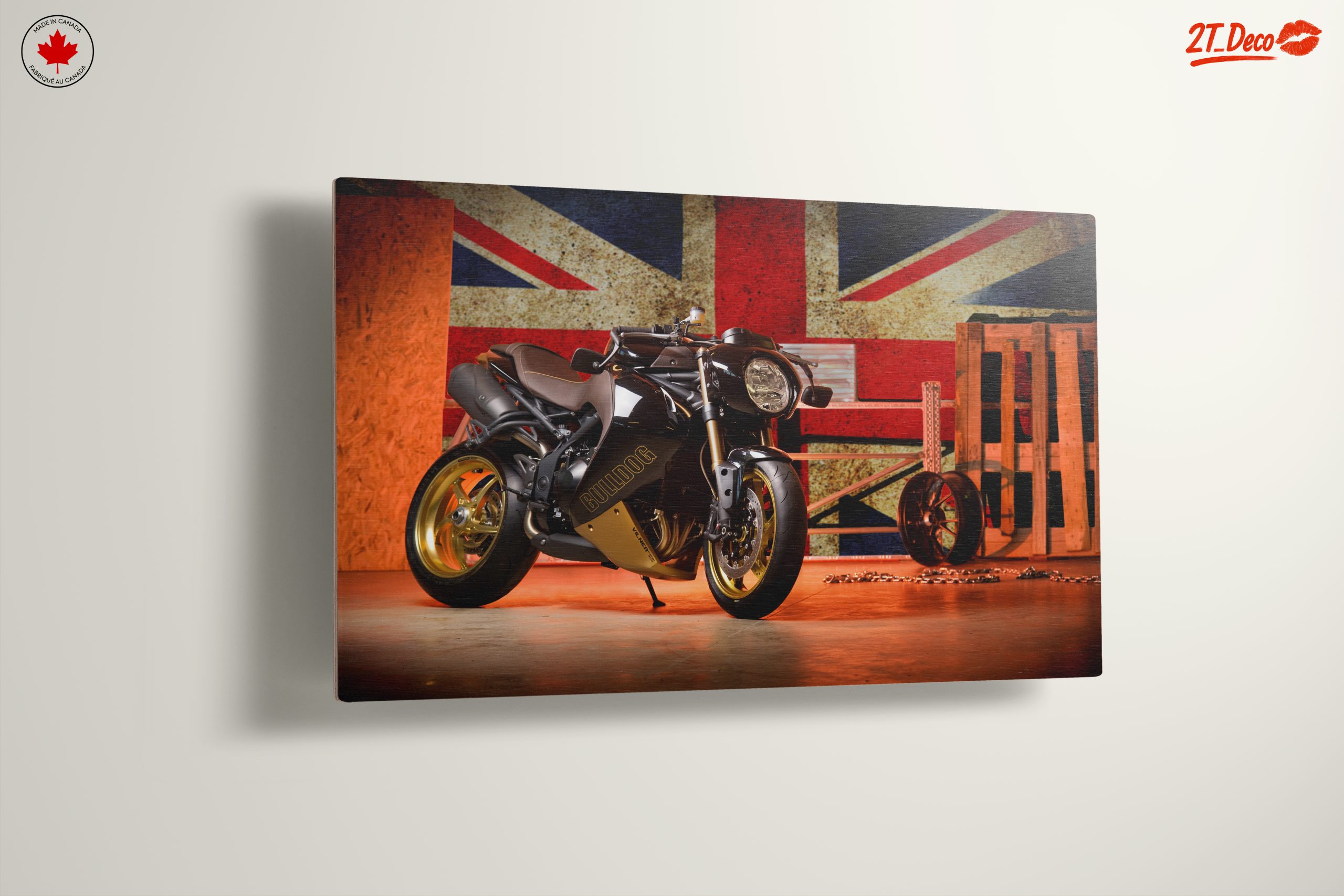 Sleek Motorcycle With Union Jack Background - Image 13