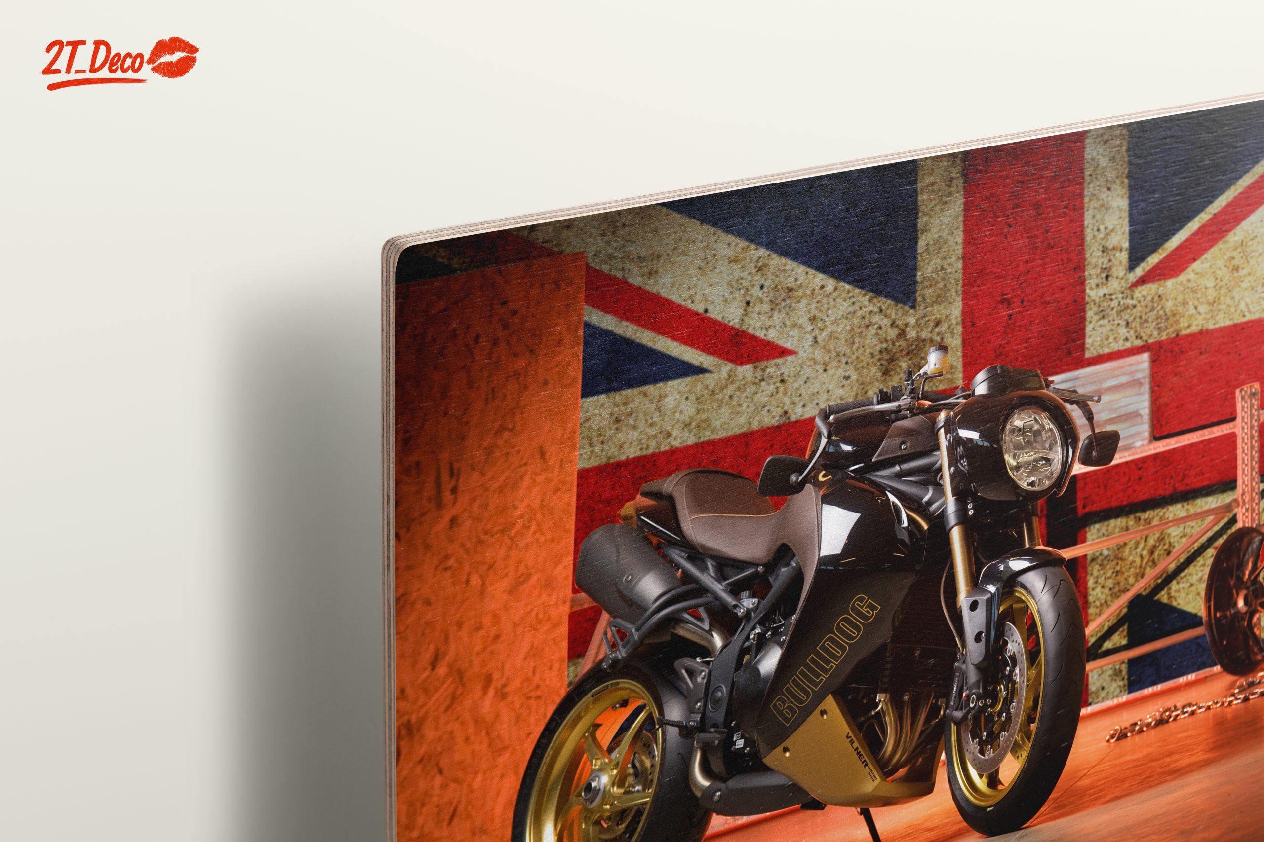 Sleek Motorcycle With Union Jack Background - Image 15