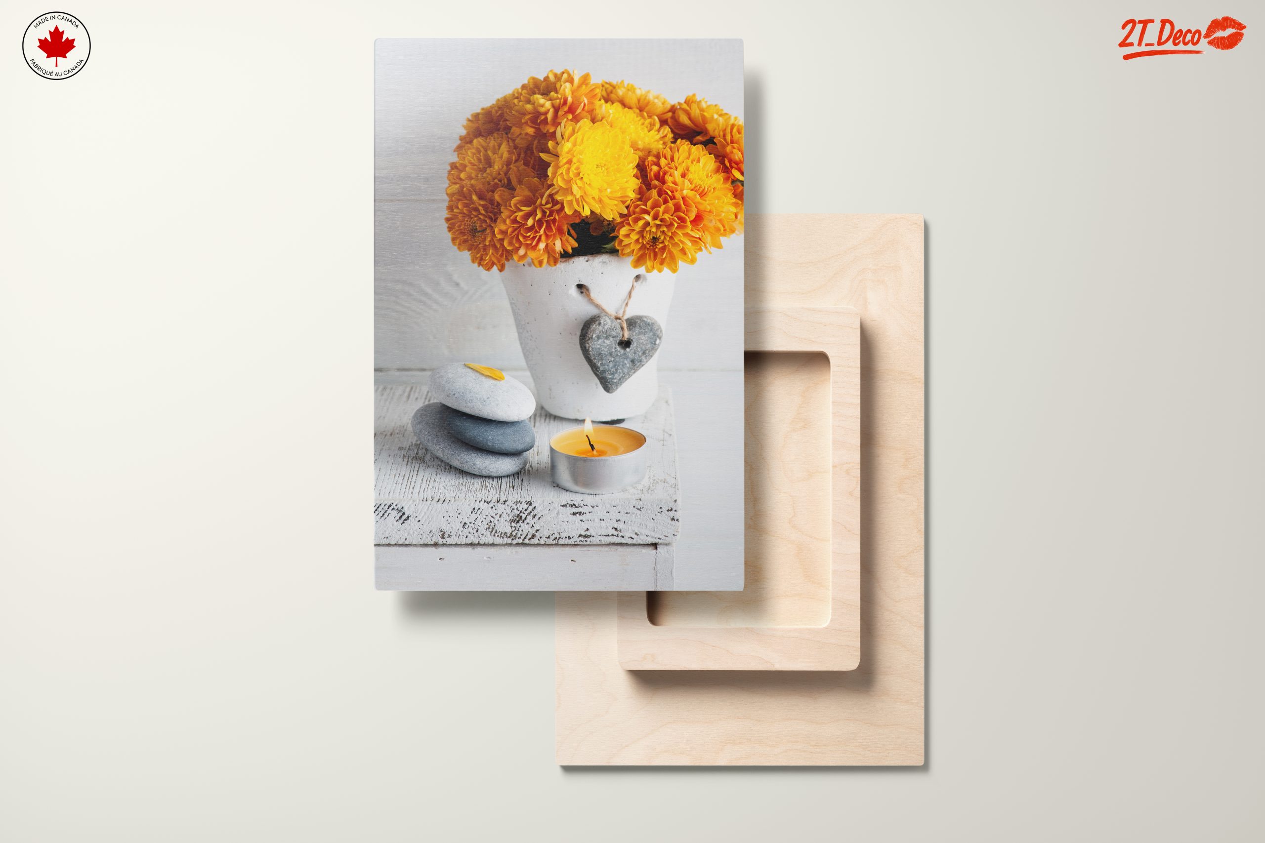 Vibrant Floral Still Life with Candle and Stones - Image 11