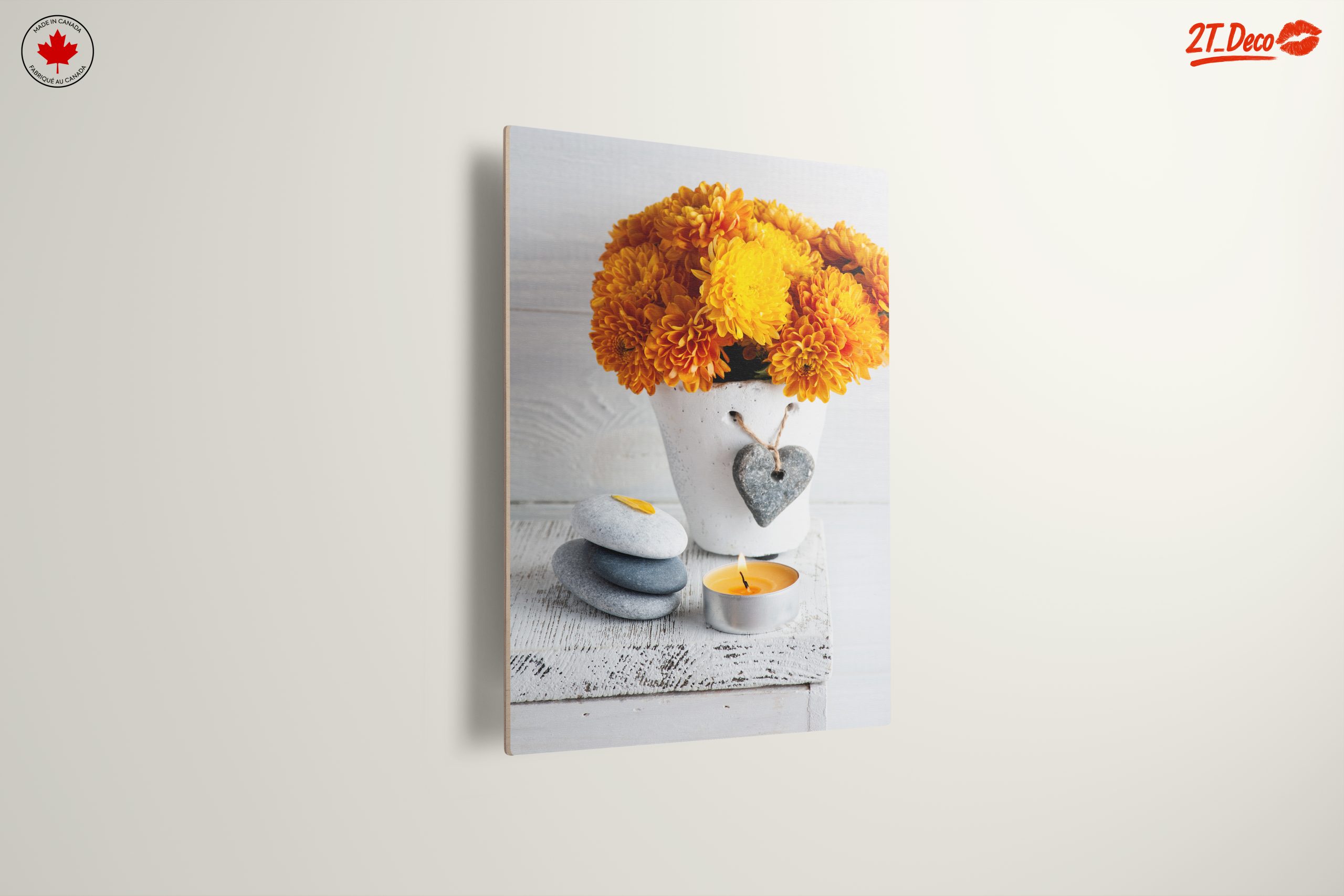 Vibrant Floral Still Life with Candle and Stones - Image 13