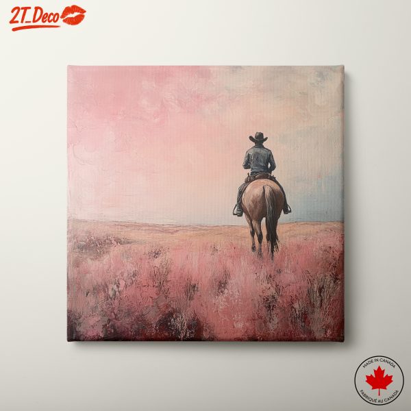 Cowboy on Horseback in Serene Landscape
