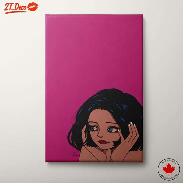 Stylized Anime Girl with Pink Background