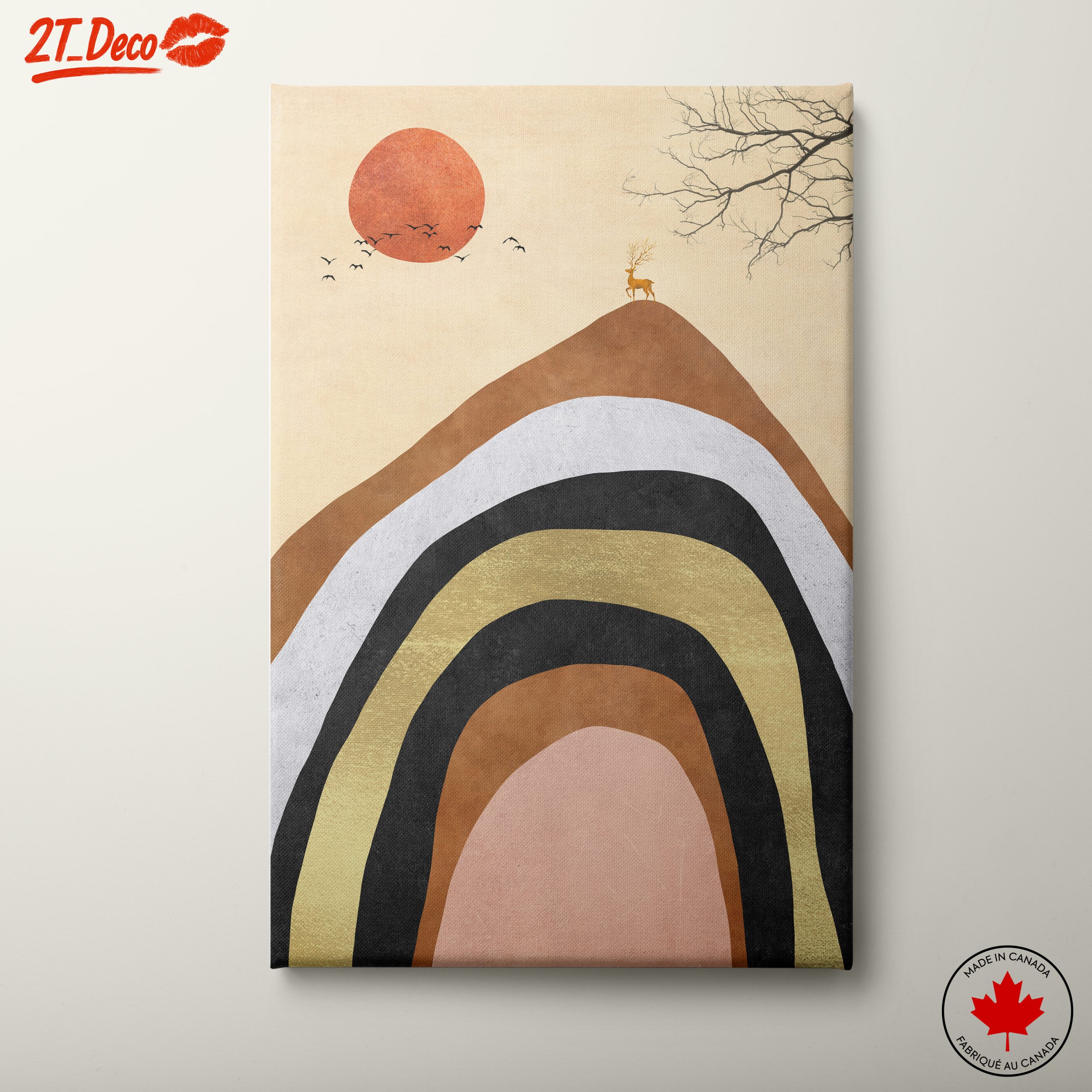 Stylish Abstract Landscape with Deer