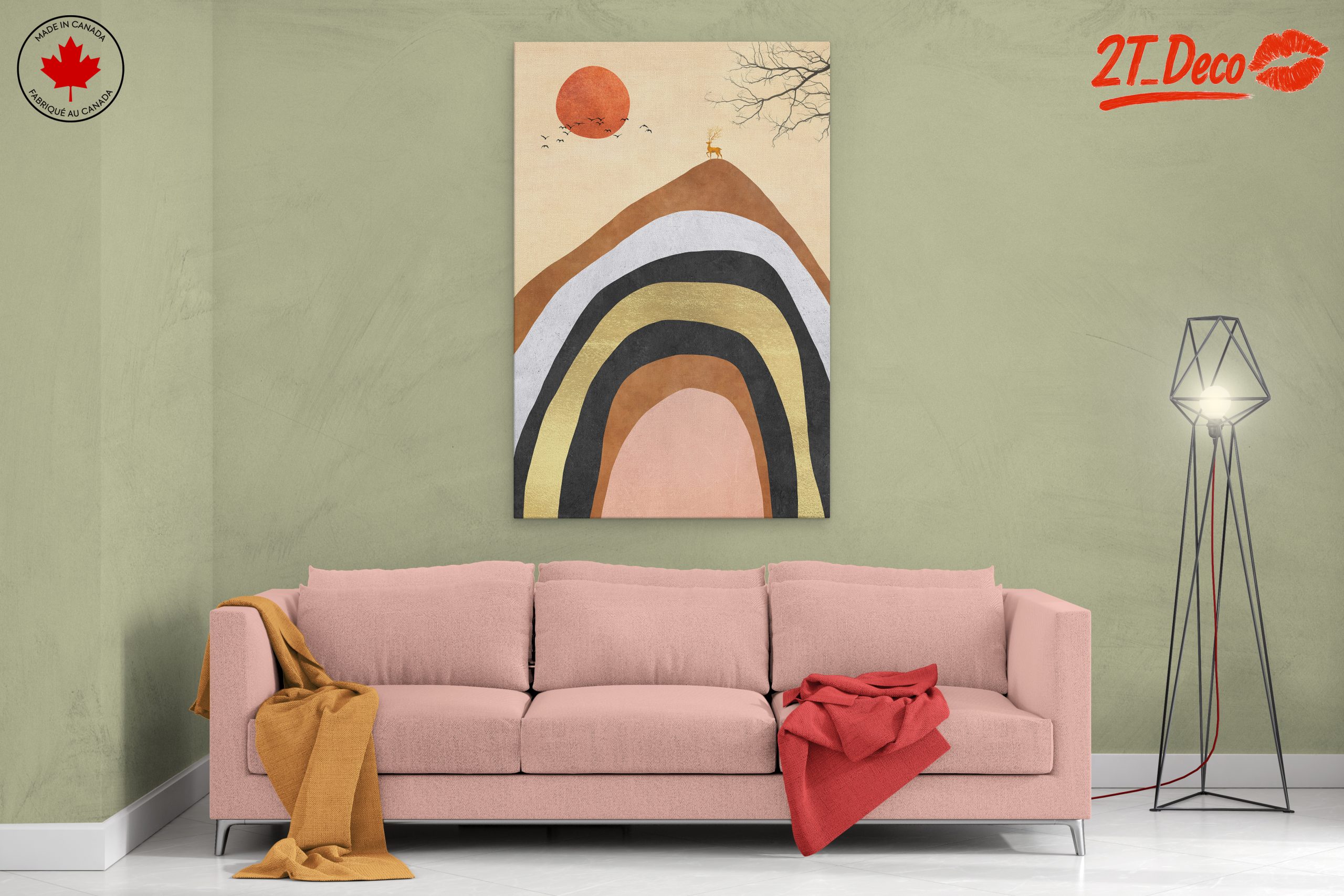 Stylish Abstract Landscape with Deer - Image 2