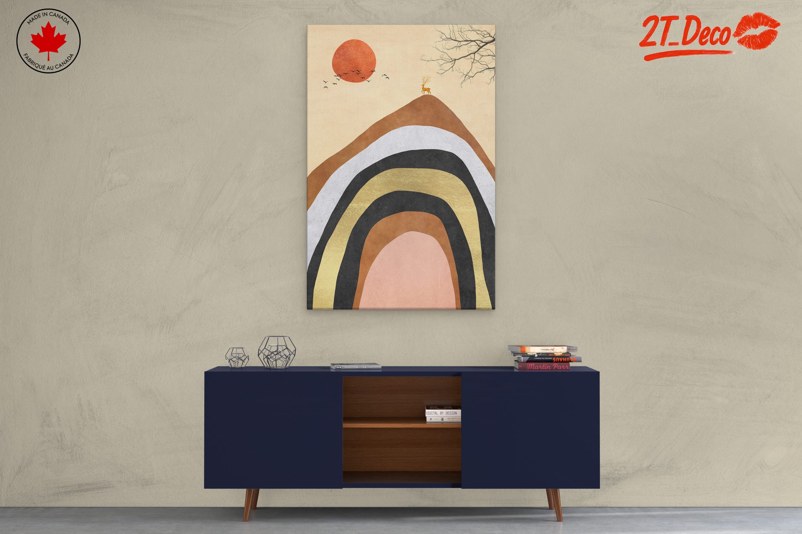 Stylish Abstract Landscape with Deer - Image 3