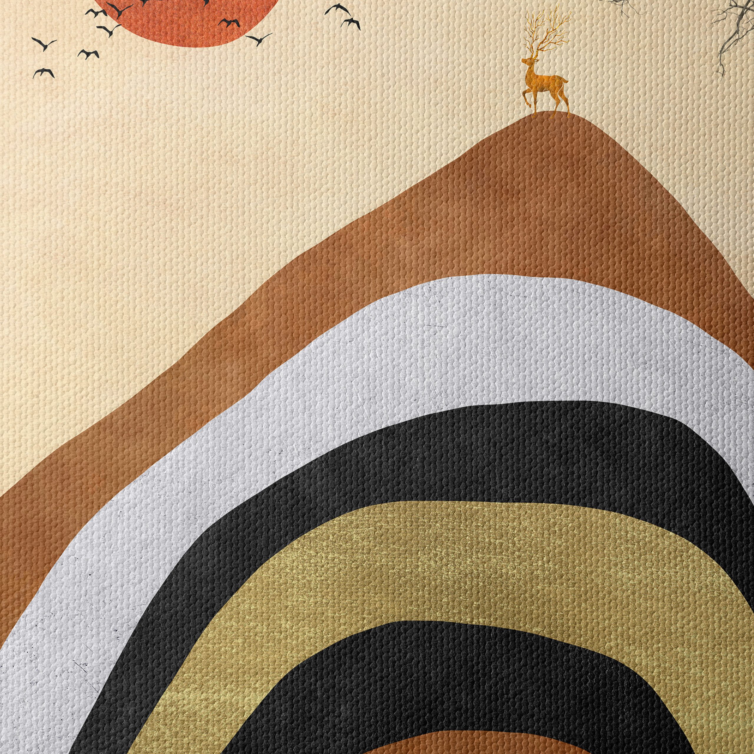 Stylish Abstract Landscape with Deer - Image 4