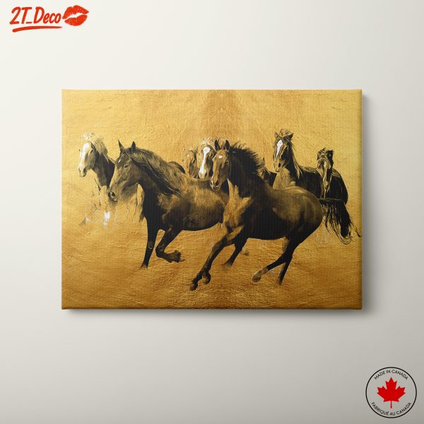Golden Artistic Horses Running