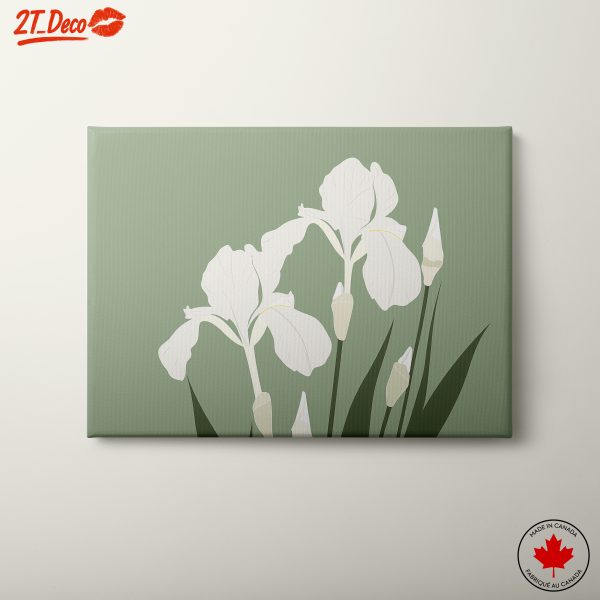 Stylized White Iris Floral Art