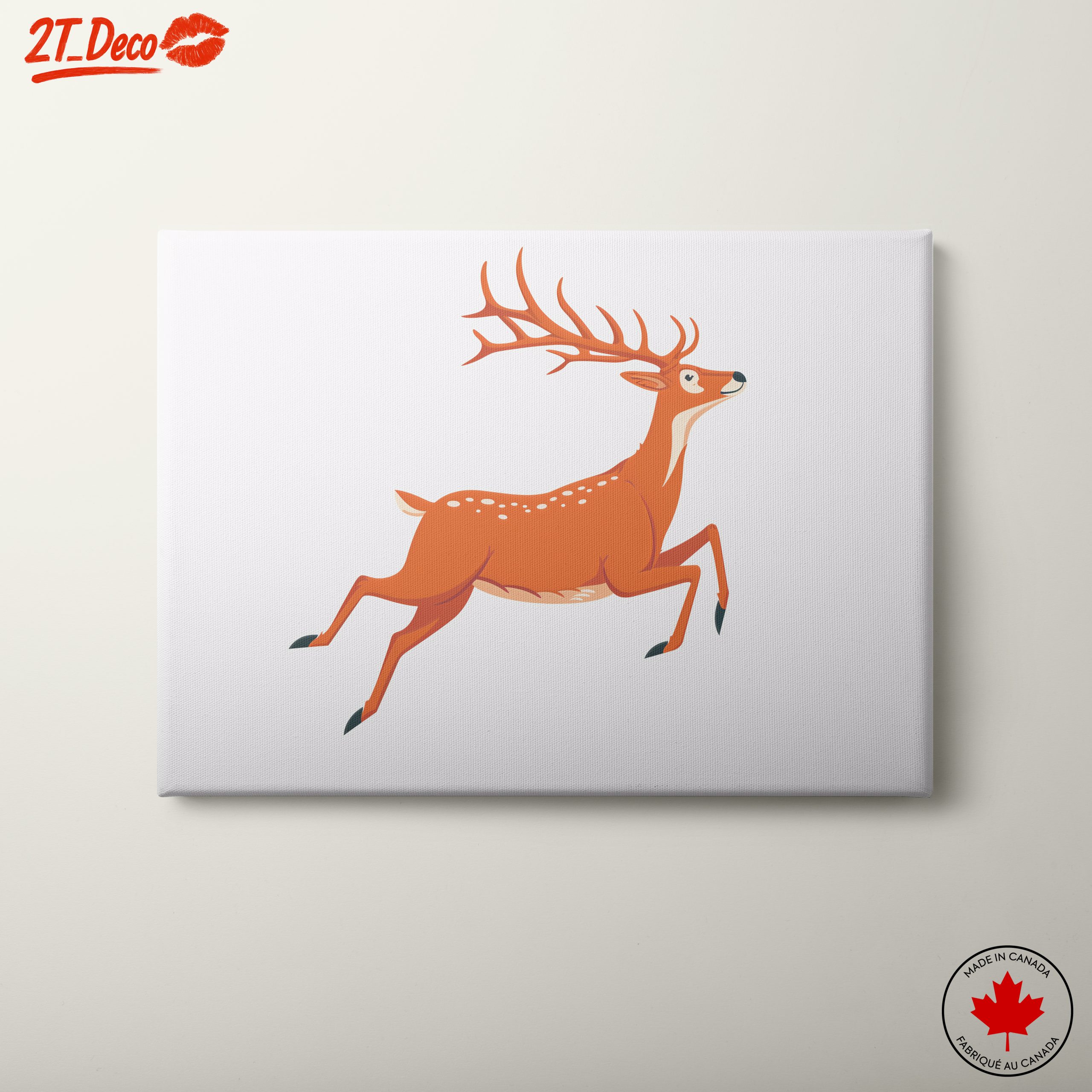 Whimsical Illustration of a Running Deer