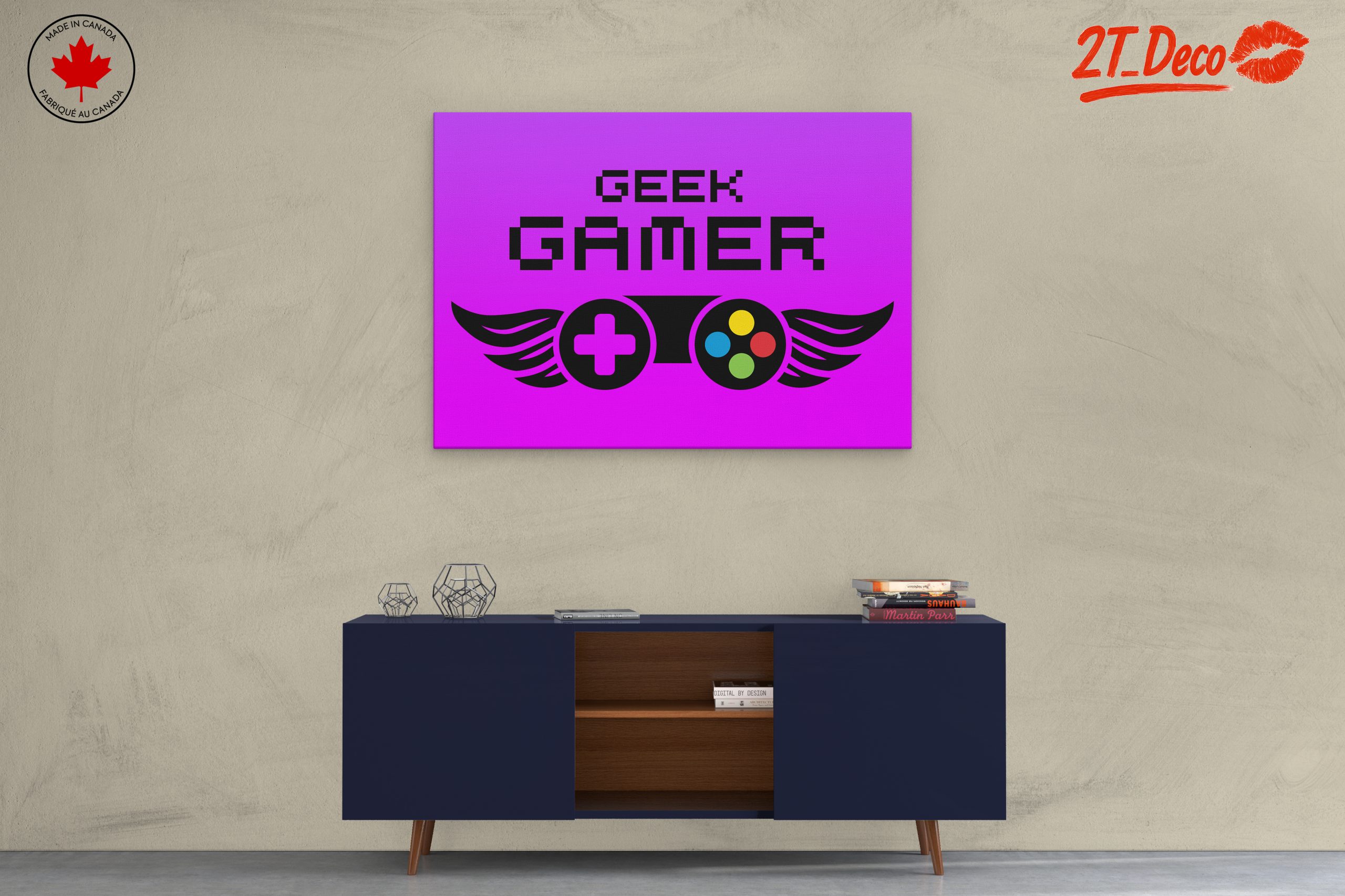 Geek Gamer Art with Colorful Controller - Image 3