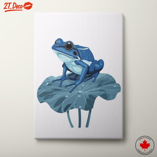 Blue Frog on Lotus Leaf Art