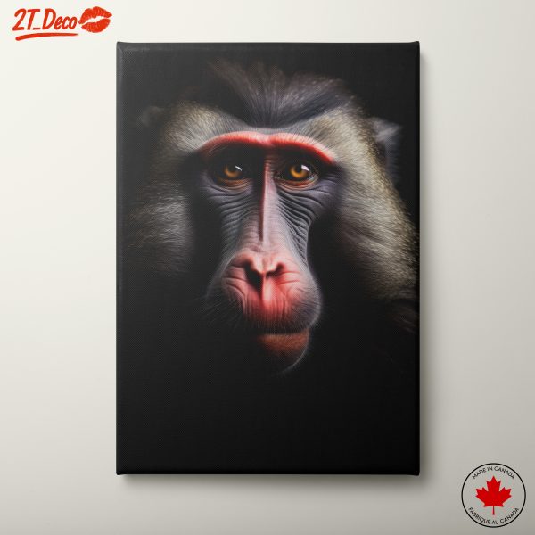 Realistic Baboon Portrait in Dark Background